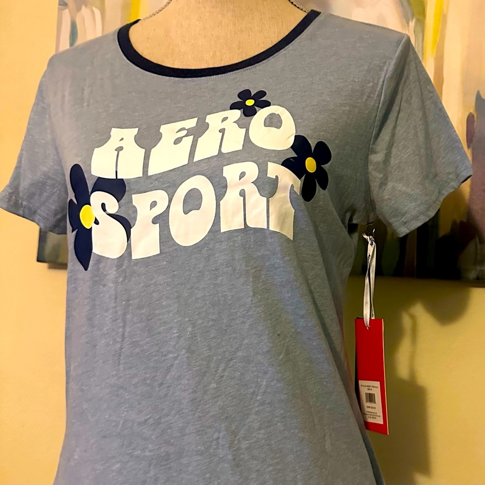 NWT Aeropostale sport M tee in blue with breathable fabric